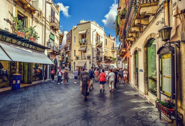 street shops Taormina Sicily  - Image